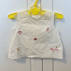 Zara White Kids Blouse with Red and Yellow Embroidery